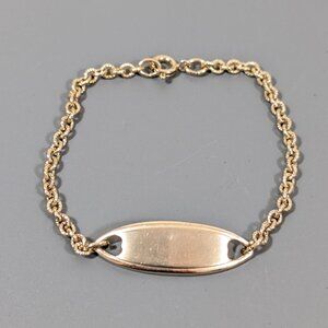 Vintage‎ Spiedel USA Gold Tone Heart Oval ID Bracelet Not Etched Dainty 6"